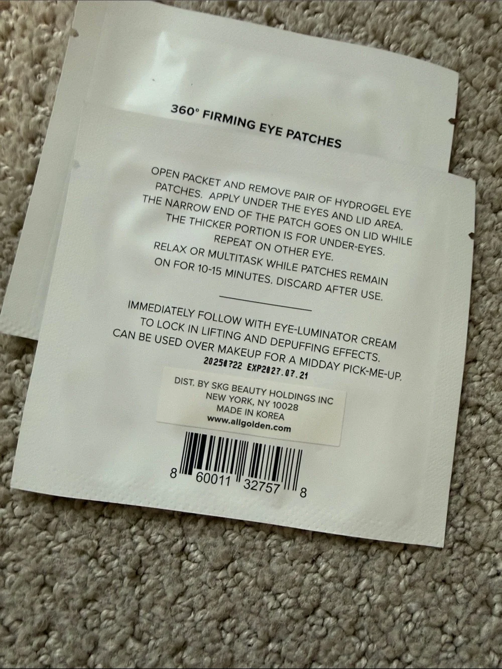 All golden 360 firming eye patches (2 pairs)